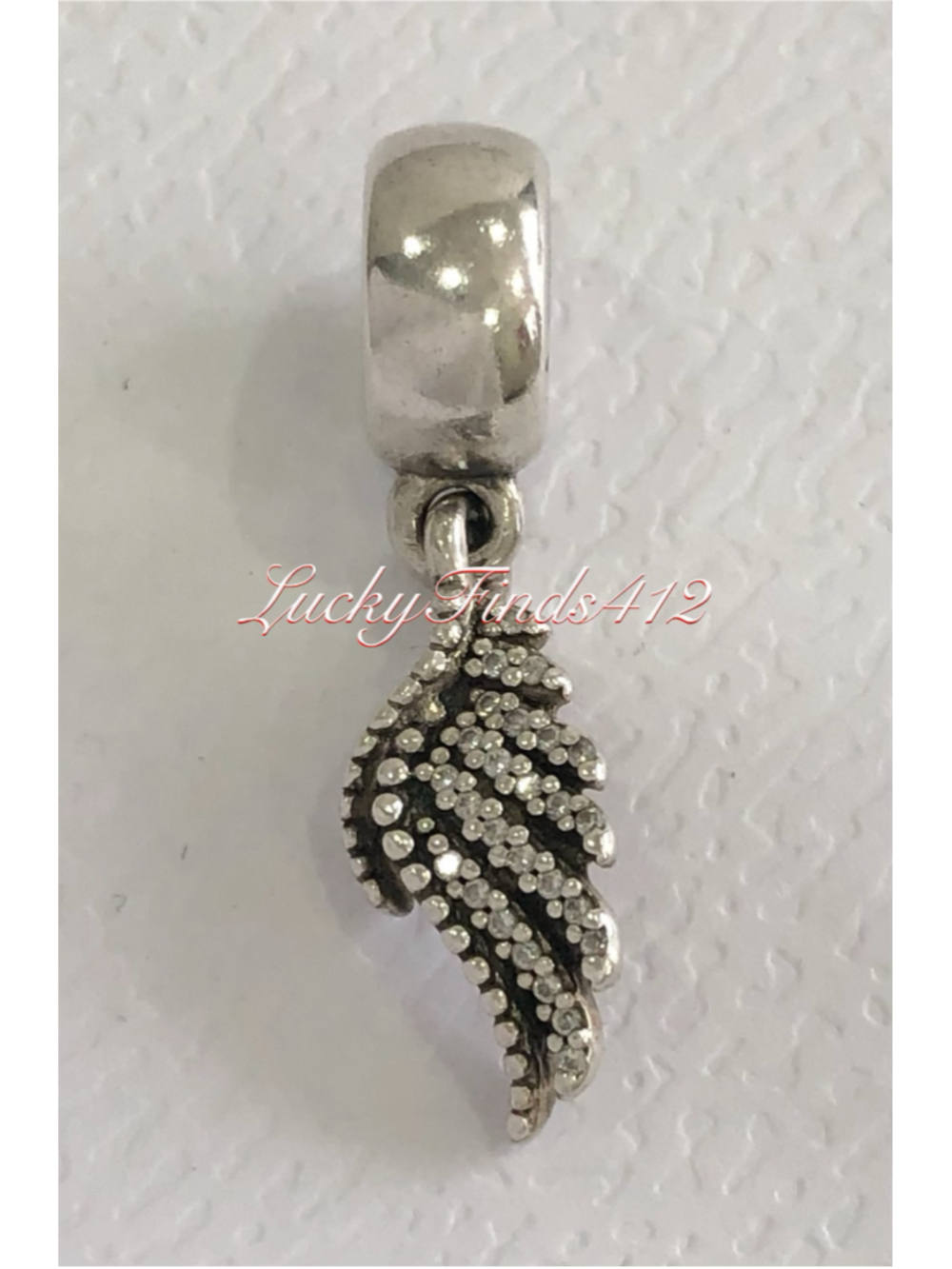 Authentic Pandora Angel Wing Magestic Feather Dangle Charm Retired